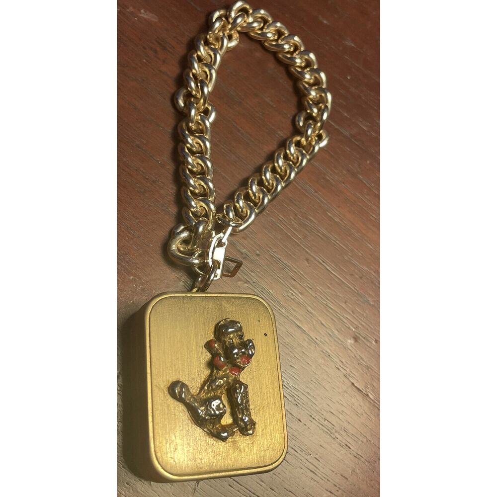 Vintage Lador Gold Miniature Music Box Bracelet w Poodle west Germany chain Read
